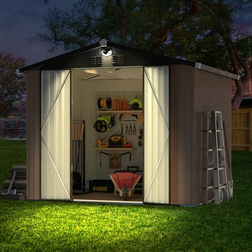 Metal Storage Shed 10x12 Outdoor Building with Lockable Doors T60989