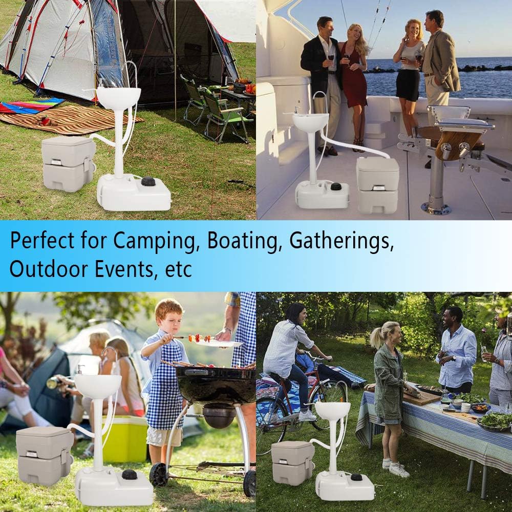 Portable Sink and Toilet Combo with 5 Gal Hand Washing Station T131099