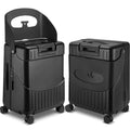 22 Inch Carry on Luggage with Seat for Kids Expandable Ride on Suitcase with Spinner Wheels and Locks for Travel (Black)