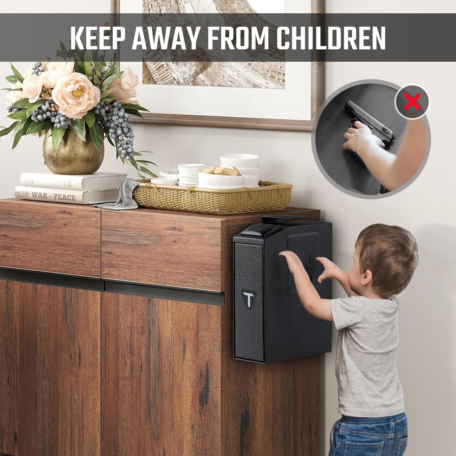 Biometric Gun Safe for Handgun with Fingerprint and Key Access H9370