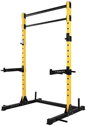 HulkFit Multi-Functional Adjustable Pro Series Squat Stand Squat Rack Power Cage Strength Training Exercise Equipment for Home Gym with 2 Pull Up Bar for Bench Press, Squats, and Deadlifts - Multicolor