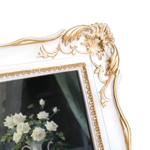 Vintage 8x10 Picture Frame with Glass Front, Antique Retro Photo Frame for Wall or Tabletop, Silver N745