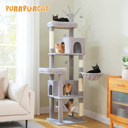 45-Inch Cat Tree with 2 Condos, Scratching Posts and Hammock F616