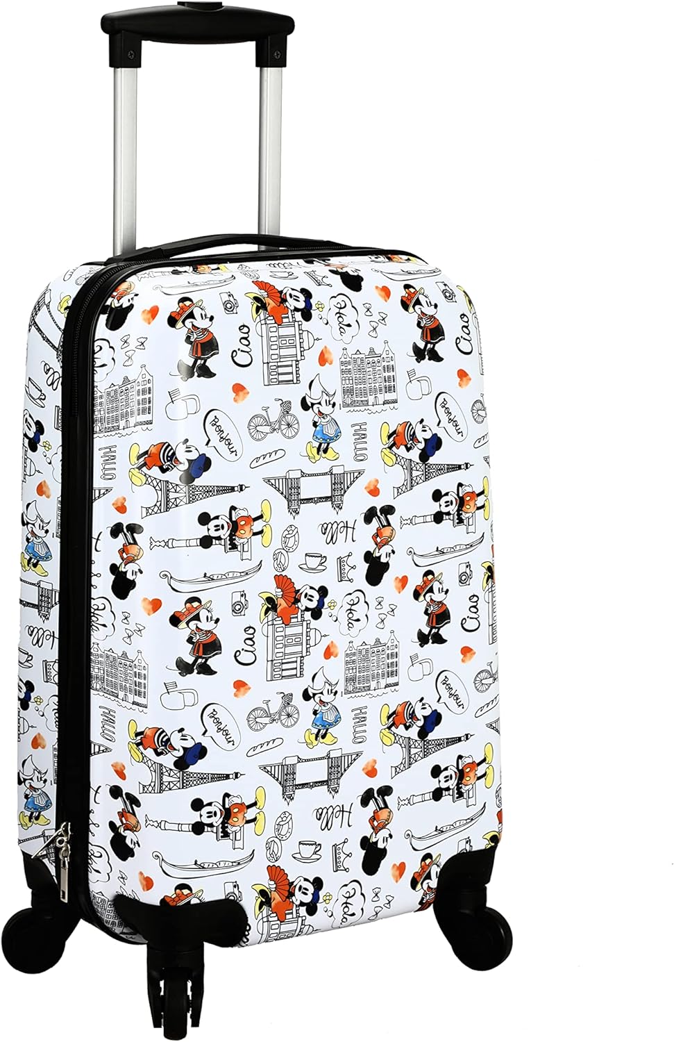 Disney Mickey Mouse and Minnie Mouse 20" White Carry-On Luggage with Wheels I67888