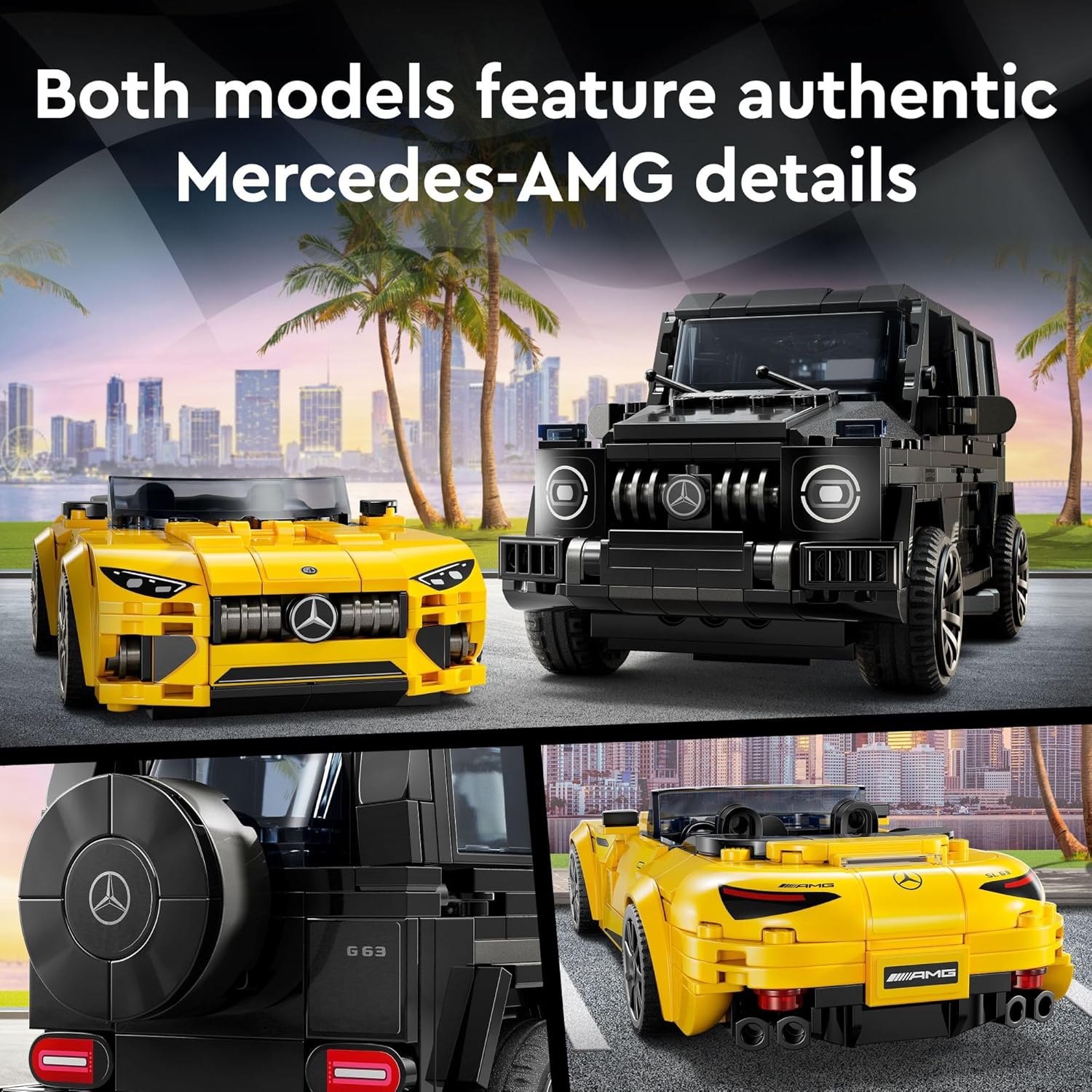 LEGO Speed Champions Mercedes-AMG G 63 & SL 63 F1 Toy Car Building Set, 2 Minifigures, Gift for Kids 76924 X918327