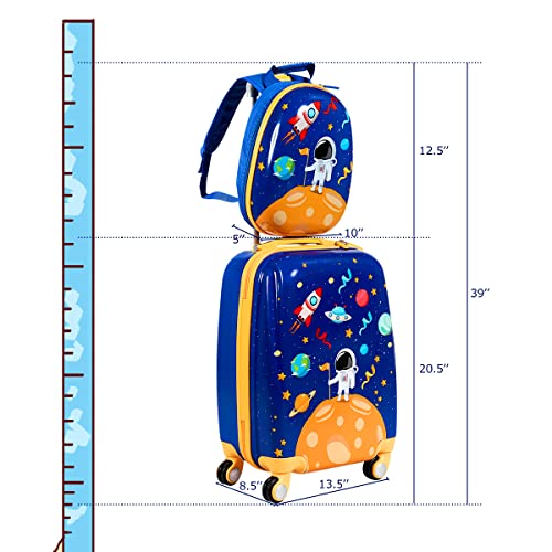 GYMAX 2Pc Kids Luggage Set with 4 Spinner Wheels I70757