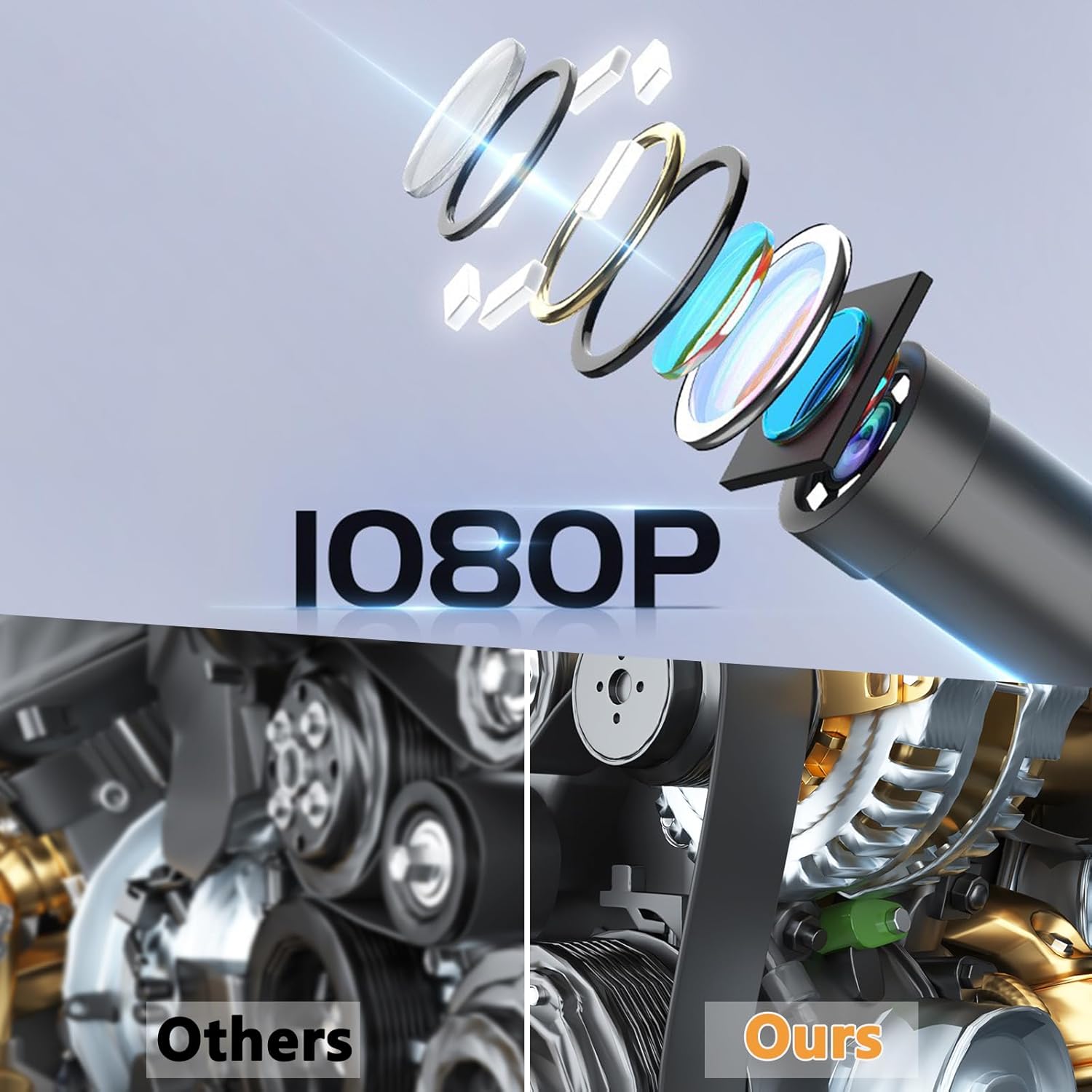 Industrial Endoscope Camera 1080P with 4.3" IPS Screen, IP67 Waterproof, 16.4FT N402