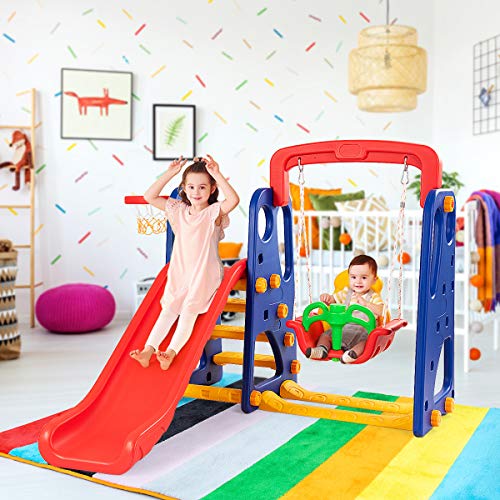 Costzon Toddler 3-in-1 Climber Playset with Basketball Hoop M76322