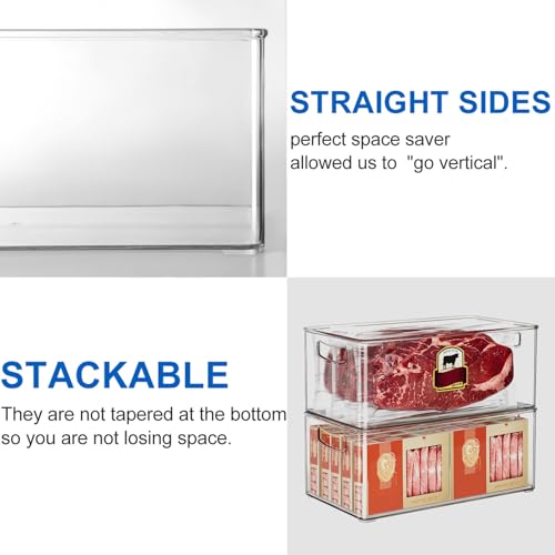 Hudgan 2 Pack Deep Freezer Organizer Bins, Stackable Food-Grade Plastic P509231