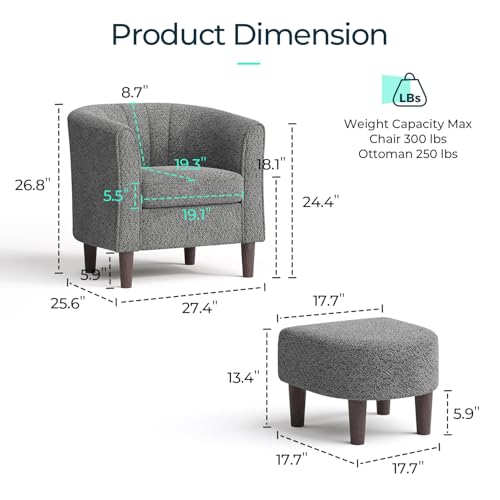 LINSY Accent Chair with Ottoman, Velvet, Olive Green C653