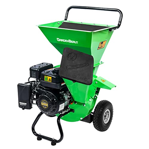 3 in 1 Wood Chipper Shredder Mulcher MF30, 7HP 212cc Heavy Duty Gas Powered, Max 3" Diameter Capacity for Wood, Limb, Leaves with Two Hoppers,4 Y-Hammers, Included Debris Bag