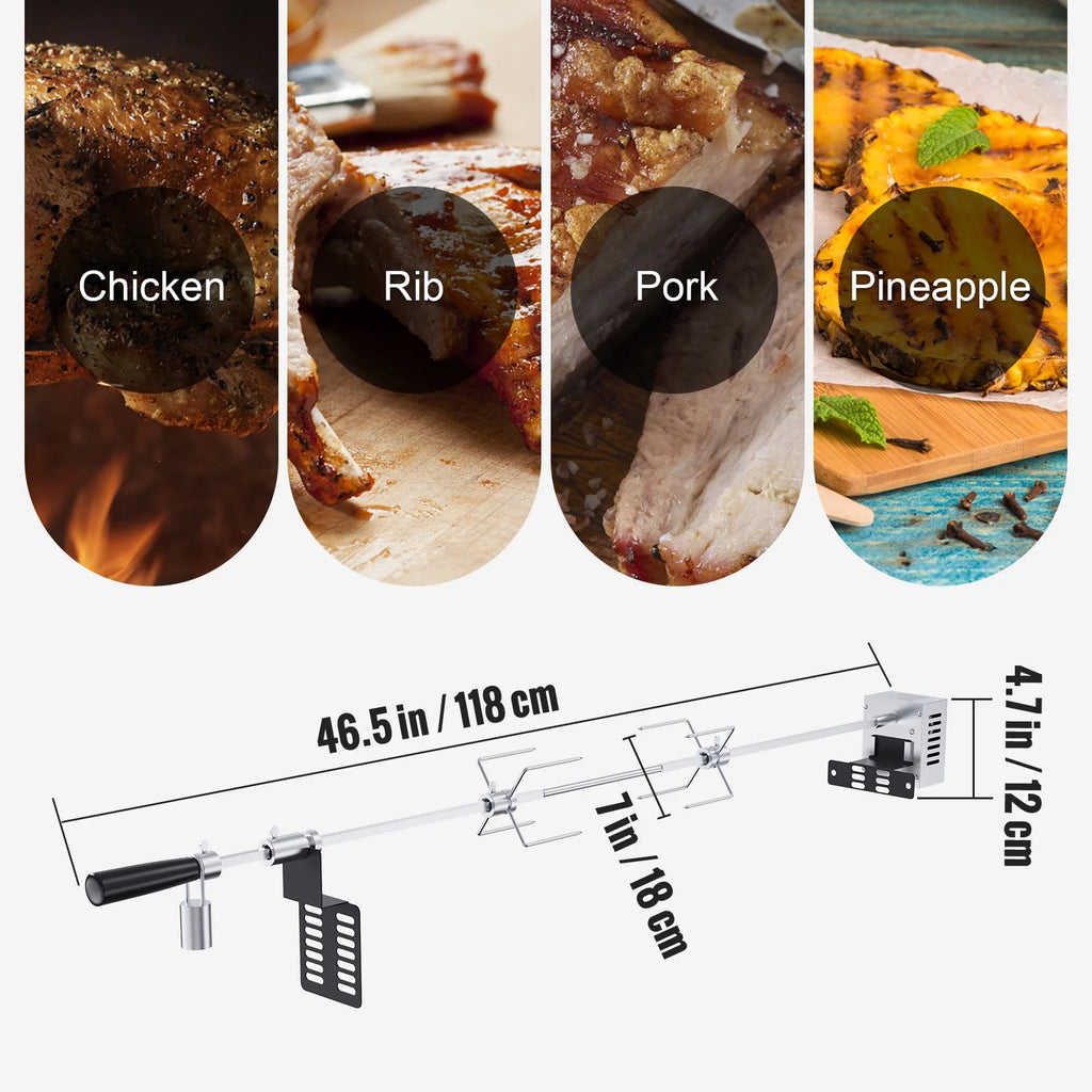 SKYSHALO Universal Grill Rotisserie Kit BBQ Roaster Spit Rod Motor L413286