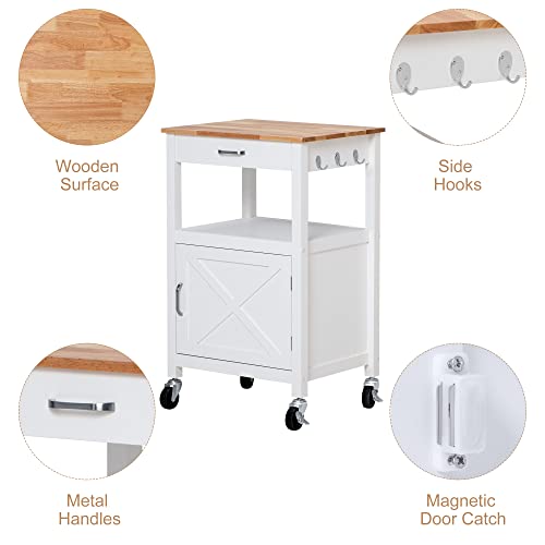 Rolling Kitchen Island Cart with Storage, Farmhouse Style, White V81481