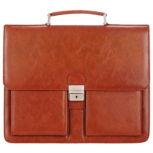 Jack&Chris Mens New PU Leather Attache Briefcase Traditional Messenger Lawyer Bag, MBYX015