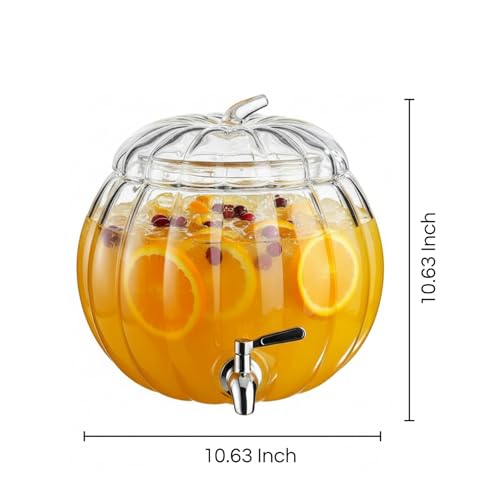 Glass Pumpkin Drink Dispenser 2 Gallon with Spigot R932362
