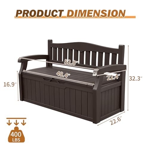 Devoko 80 Gallon Lockable Storage Bench Deck Box for Patio, Black Z966662