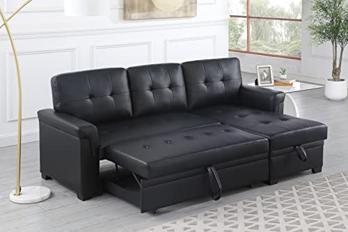 L-Shaped Pull Out Sleep Sofabed with Storage Chaise, Chenille Upholstered X30892
