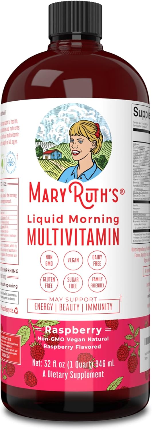 MaryRuth's Multivitamin Multimineral Liquid for Women Men & Kids, Vegan, Non-GMO, 32 Fl Oz H634