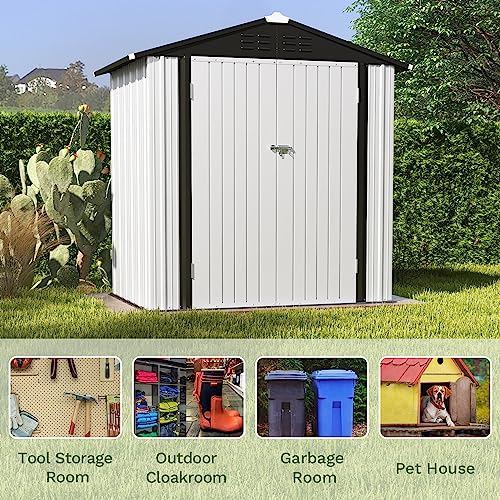 Patiowell 5x3 FT Outdoor Storage Shed with Sloping Roof and Lockable Door, Brown L4971