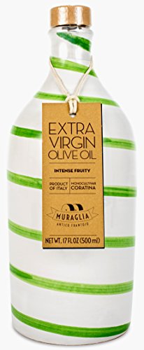 Antico Frantoio Muraglia Italian Extra Virgin Olive Oil, Handmade Ceramic Bottle, 16.9 Fl Oz X9126