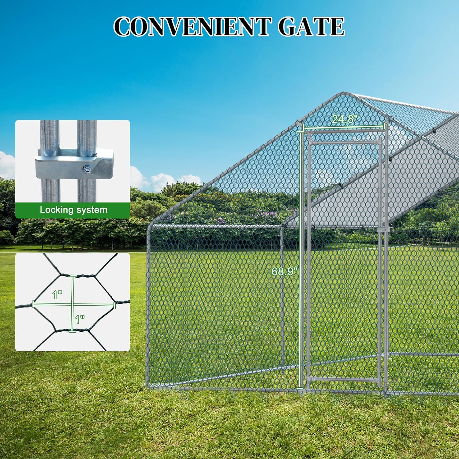 13 x 10 ft Metal Chicken Coop with Waterproof Cover, Walk-in Poultry Cage E9157