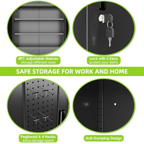 Aobabo 73''H Metal Garage Storage Cabinet with Wheels, Black S572804