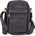 Buckle Down Disney Bag, Cross Body, Mickey Mouse Head Embossed, Black, Vegan Leather