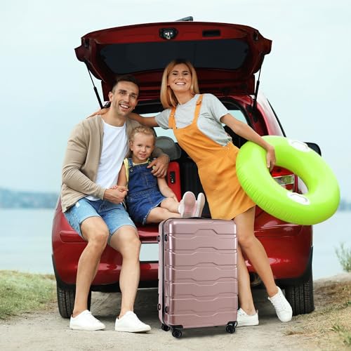 Women Luggage Sets Hard Shell Suitcase 3 Piece Purple with TSA Lock Q593797