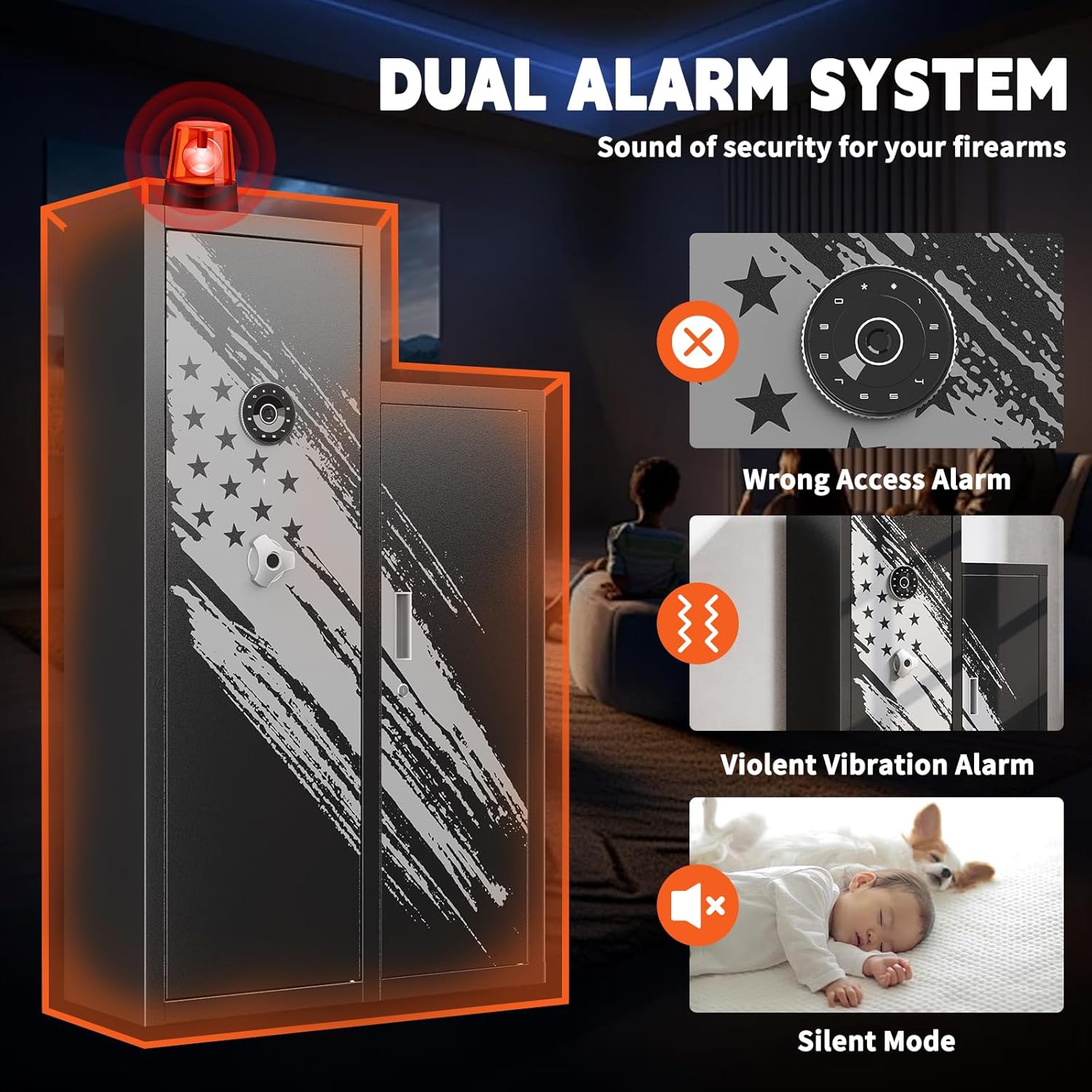 KAER 8-12 Rifle Gun Safe for Rifles and Pistols with Detachable Gun Racks M5791