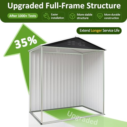 10x10 FT Outdoor Metal Storage Shed with Lockable Doors, Grey Q804763
