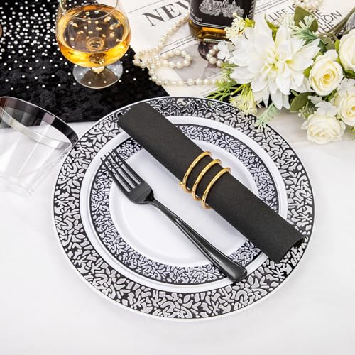 WELLIFE Silver Party Dinnerware Set for 50 Guests, Disposable A689948