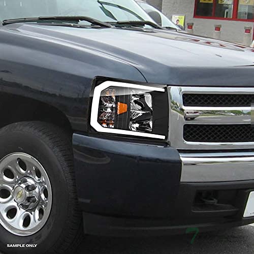 Compatible With Chevy Silverado 1500/2500/3500 HD Switchback Sequential LED Headlights Black Housing A769