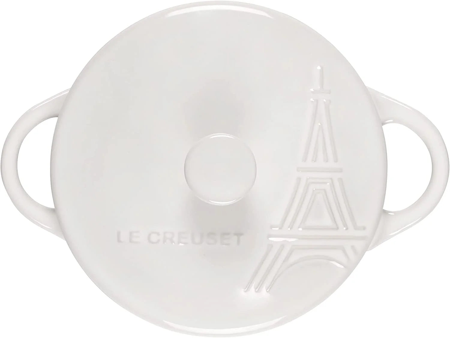 Le Creuset Stoneware 8 oz Eiffel Tower Mini Round Cocotte White S818