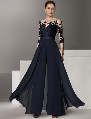 Lace Applique Jumpsuit for Wedding Guest Mother of Bride O505