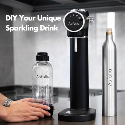 Sparkling Water Maker with LED Screen, Stainless Steel, 3 Bottles, Black P741