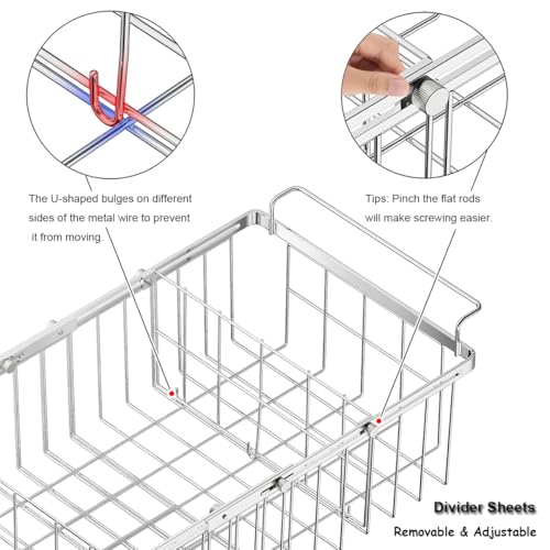 Chest Freezer Organizer Bins, Expandable Metal Wire Storage with Removable Dividers, 2 Pack K241