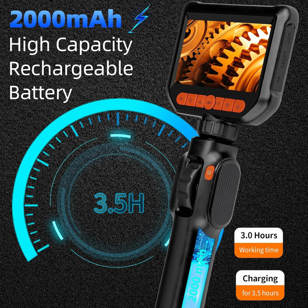 Daxiongmao 1080 HD Two-Way Articulating Borescope, IP67 Waterproof, 5.0 ft Cable Q9765