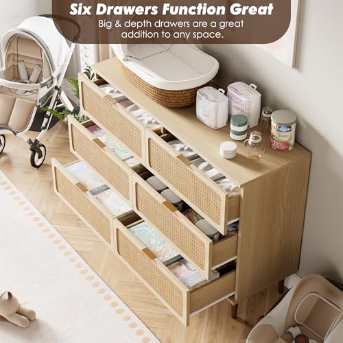 Rattan 5 Drawer Tall Dresser for Bedroom, Black V99880