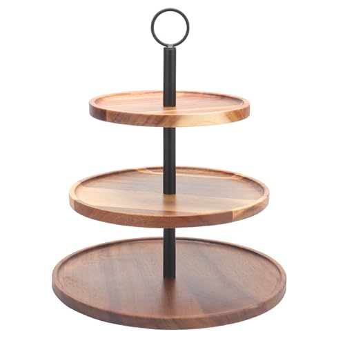 2 Set 3 Tier Cupcake Stand, Large Tiered Serving Tray Cupcake Tower, Wood Veneer Serving Stand Display Dessert Cookie Candy Buffet Holder for Home Tea Party, Wedding, Farmhouse, Kitchen Decor-8"x10"x12"