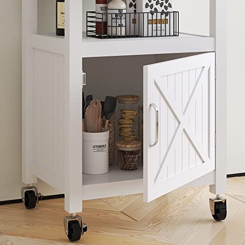 Rolling Kitchen Island Cart with Storage, Farmhouse Style, White V81481