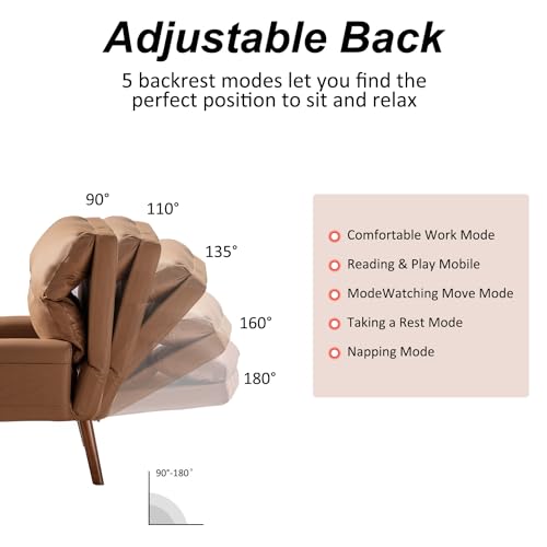 INZOY Accent Chair with Ottoman, Velvet Fabric, Beige X279