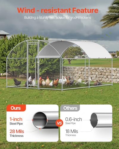 VEVOR Large Metal Chicken Coop with Run, Walk-in Outdoor Poultry Pen W388