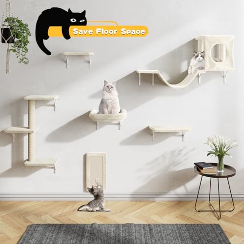 NUNU LAB Wall Mounted Cat Climber Set with House, Tunnel, Scratcher, Black M305
