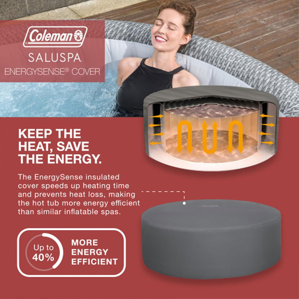 Bestway Coleman Sicily AirJet Inflatable Round Hot Tub with EnergySense Cover, Gray P59351