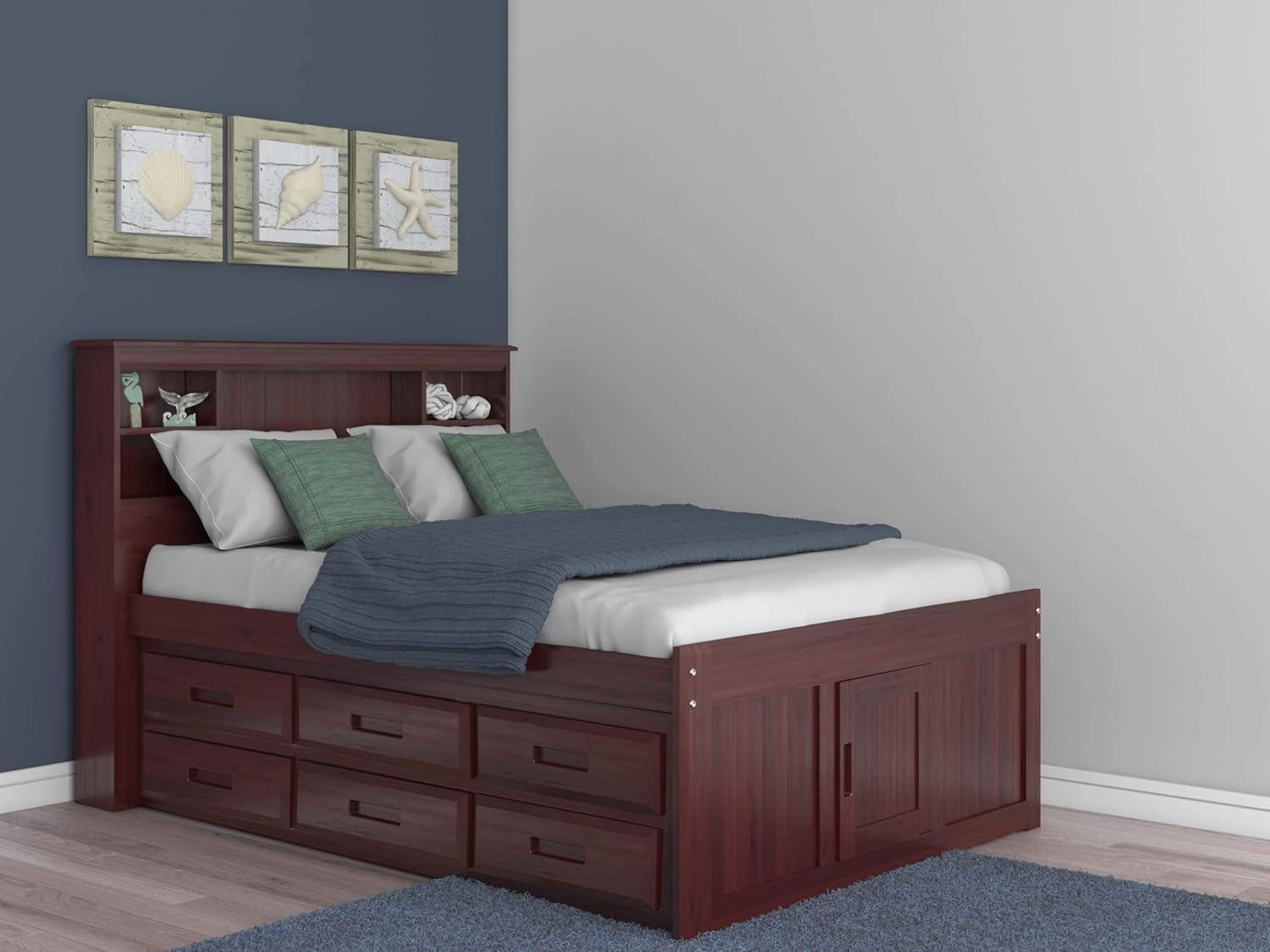 Discovery World Furniture Full Bookcase Bed with 6 Drawers Merlot