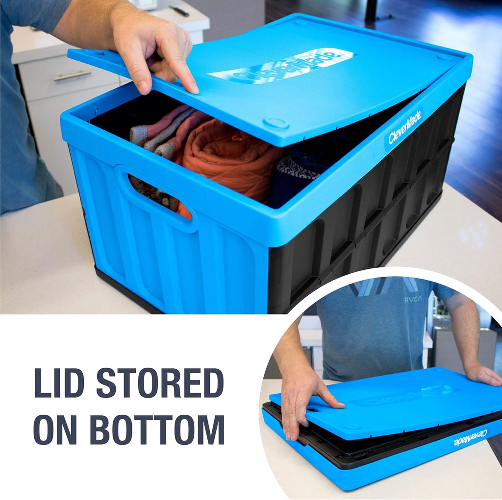 CleverMade 62L Collapsible Storage Bins with Lids, 3 Pack E869