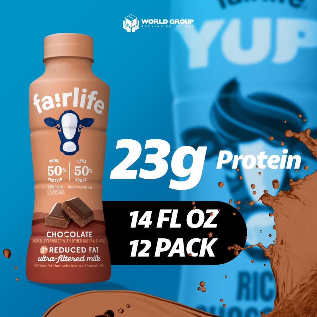 Fairlife Rich Chocolate 23g Protein Ultra-Filtered Low Fat Milk, 14oz Bottle (Pack of 12) M334