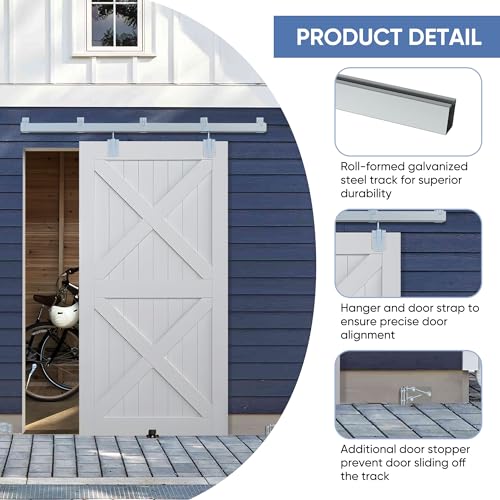BARNSMITH 6FT Sliding Barn Door Hardware Kit, Heavy Duty Wall Mount S569746
