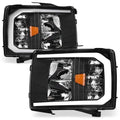 Compatible With Chevy Silverado 1500/2500/3500 HD Switchback Sequential LED Headlights Black Housing A769