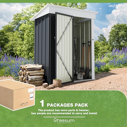 Greesum Outdoor Storage Shed 6 x 8 ft Metal Garden Utility Tool Shed with Lock, Brown U409